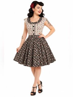 Retrolicious Woodland Mushroom Print Fit & Flare Dress USA Retro Cottagecore